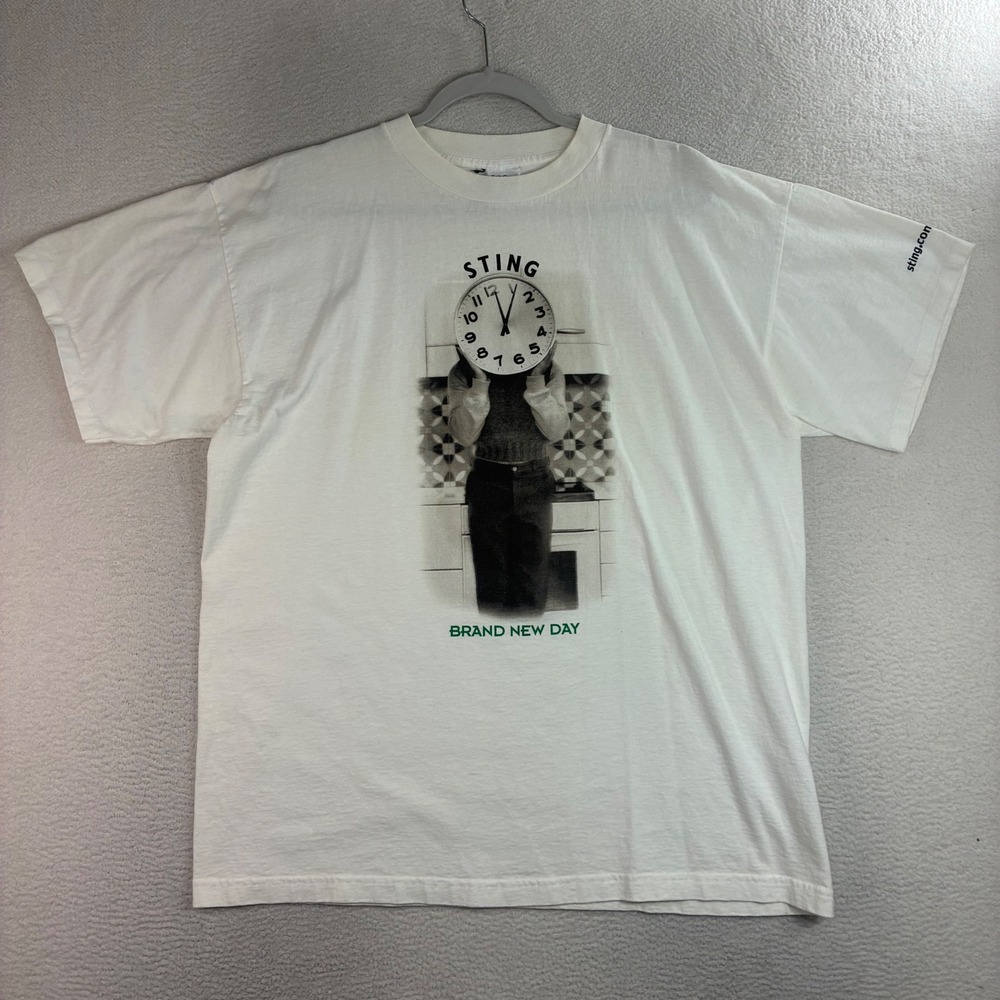Vintage Sting Brand New Day T Shirt Men XL White Single Stitch Concert Rock Band